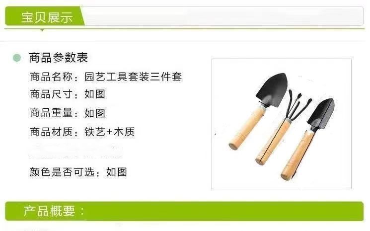 【3件套】园艺大三件套盆栽小铲子花园小铁铲室内花卉盆栽松土种花种菜工具T详情2