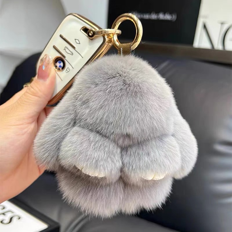 正版可爱獭兔毛公仔小兔子汽车钥匙扣挂件毛绒批货玩偶装死挂饰兔详情16