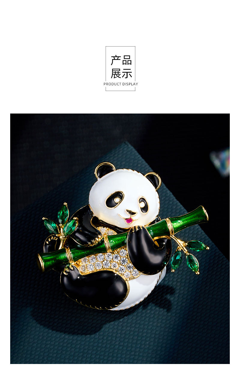 Cute and adorable bestseller Panda Holding bamboo brooch, copper micro-inlaid zircon enamel oil drip high-end fashion pin brooch pic 17