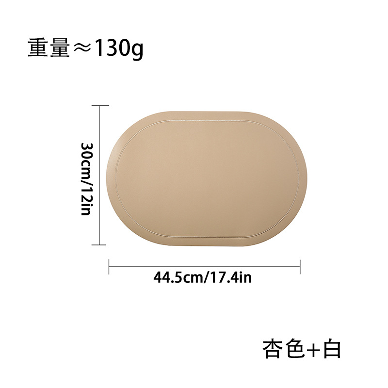 Elliptical Napa pattern leather placemats are waterproof, oil-proof and heat-insulating. They are suitable for hotels, restaurants and home use as light luxury table MATS pic 5
