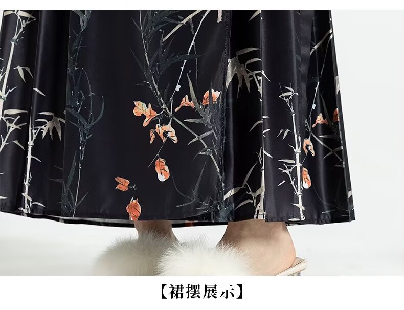 New Chinese-style horse face dress for women in spring 2024, one-piece long dress, A-line hip-covering pleated half-length dress, Chinese trend pic 13