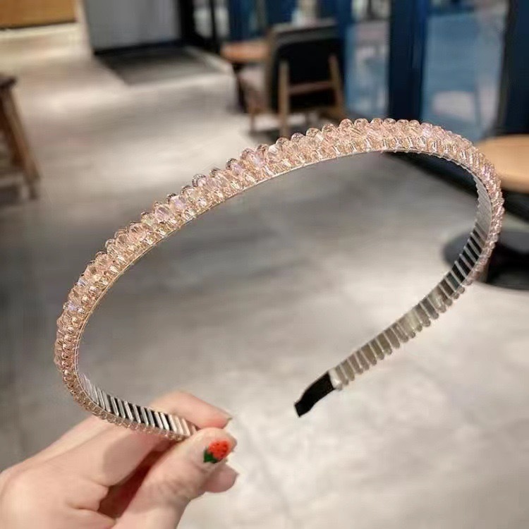 Summer headband: Silver, simple and fresh, ladylike, Instagram influencer style headband. Sweet diamond-encrusted headband pic 8