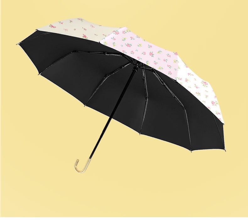 日系三折弯柄遮阳伞防晒晴雨两用折叠黑胶小巧便携雨伞现货批发伞详情12
