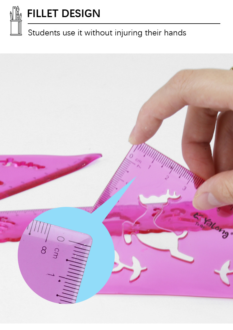 Yalong Cross-border New Type Plastic 20 cm Twisted Ruler Set Multi-color school straightedge measuring Tool pic 6