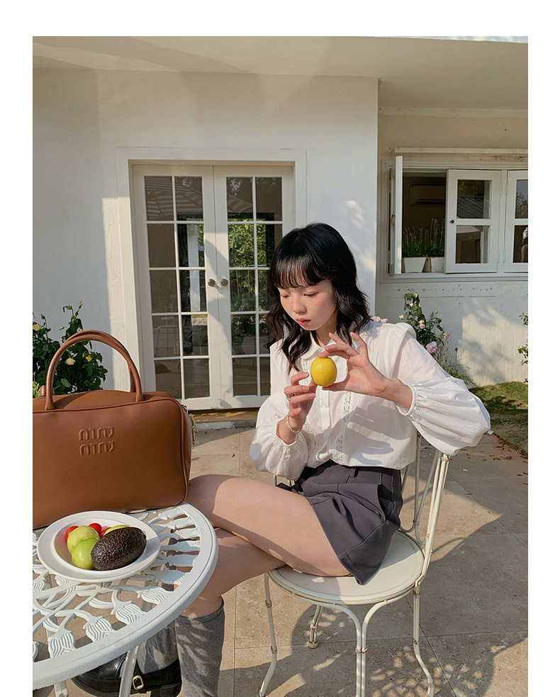 【候麦的春天】歌铭法式娃娃领衬衫春季新款复古蕾丝上衣女Y1122F详情54