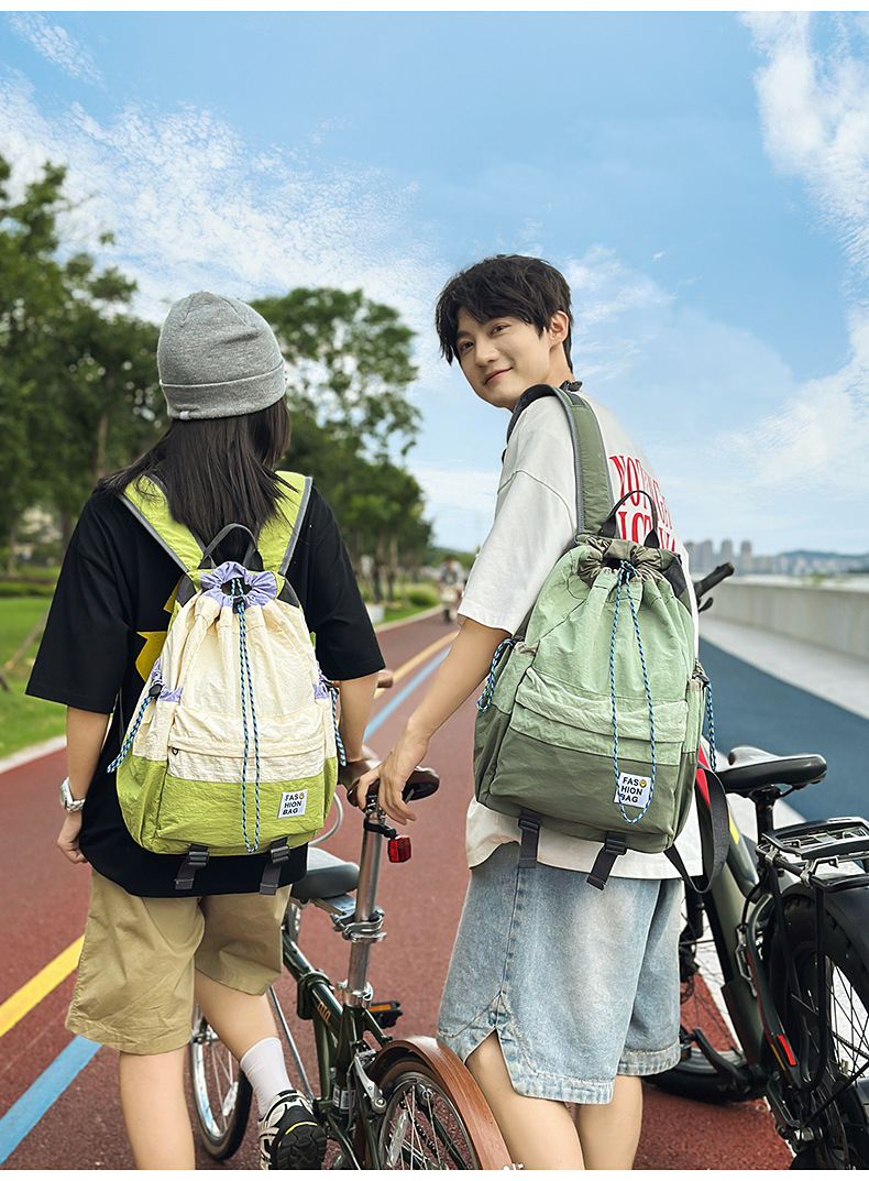 新款束口抽绳双肩包大容量休闲包户外运动登山包超轻量旅行背包详情17