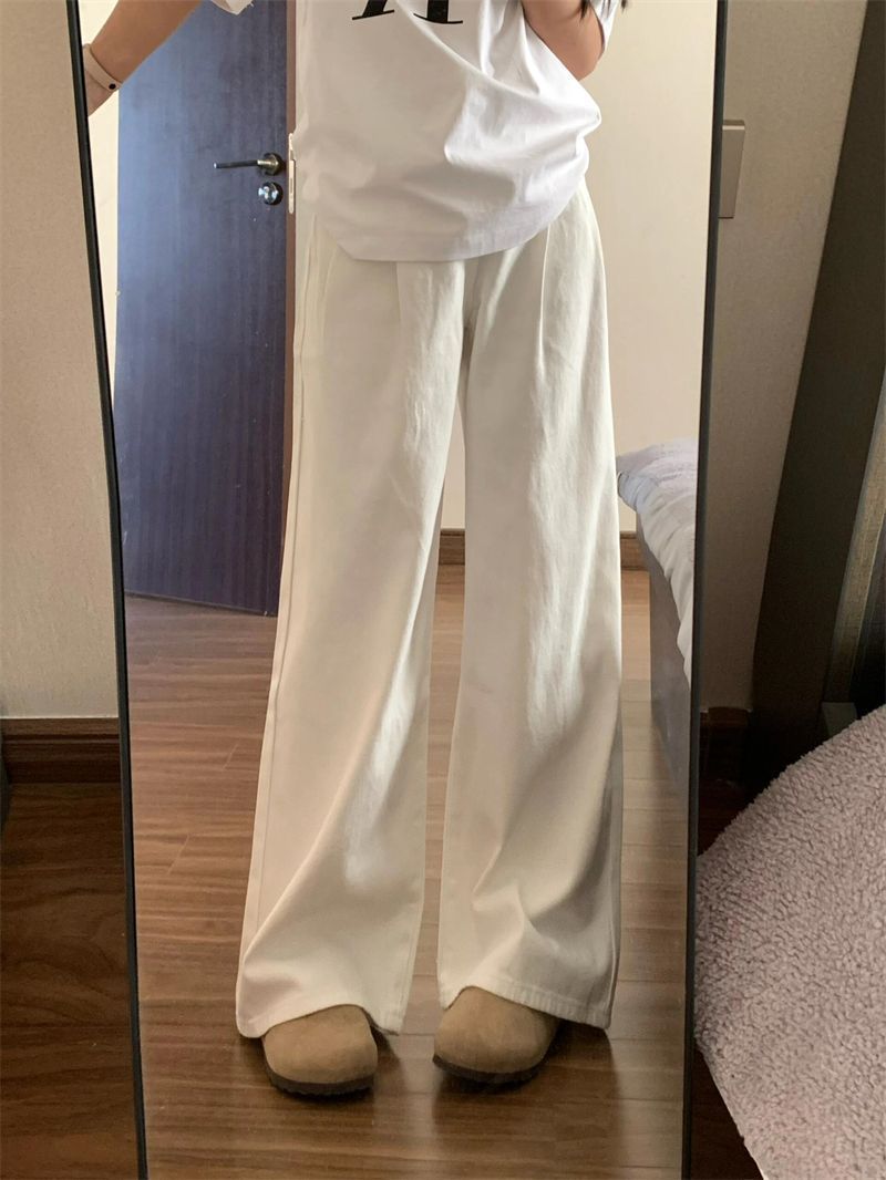 High-waisted jeans 2025 Spring/Autumn new style slimming loose pleated wide-leg straight leg casual drape floor-length pants pic 10