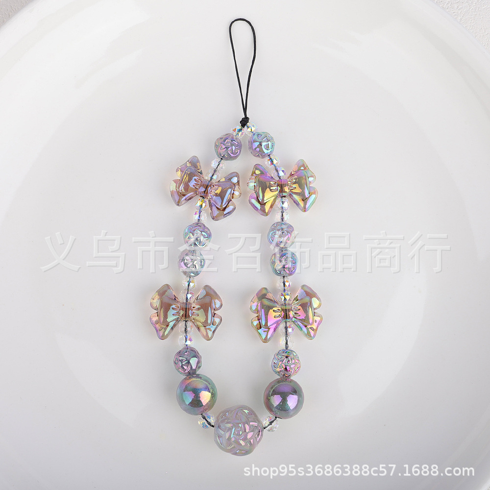 2024 New color-plated bow phone chain, fashionable and fresh phone case lanyard, anti-loss and anti-drop wrist strap for girls pic 8