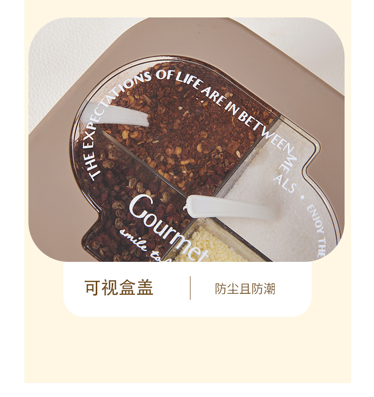 方形简约时光调味盒分格防尘家用用品创意厨房按压翻盖调味盒详情12