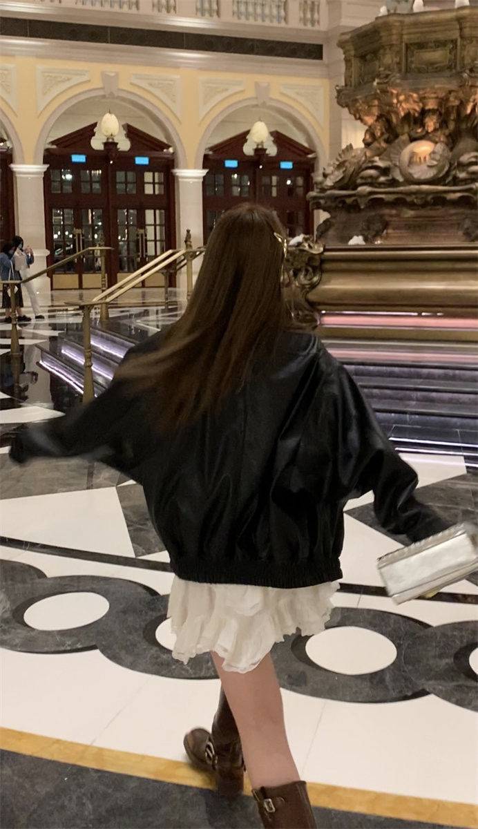 美式复古皮衣外套女短款上衣2023秋季新款洋气百搭高级感pu皮夹克详情3