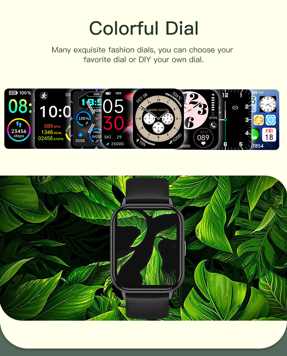 亚马逊爆款T19F蓝牙通话手表心率睡眠多运动音乐IP68防水智能手表详情9