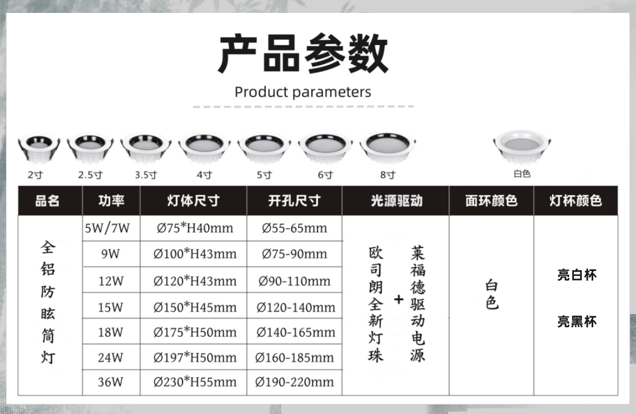 铝材led超薄深杯防眩筒灯嵌入式走廊玄关矮吊顶筒灯酒店工程商用详情21