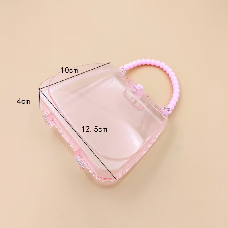 儿童DIY手工塑料透明收纳盒手提盒可爱卡通亚克力玩具盒化妆盒详情3