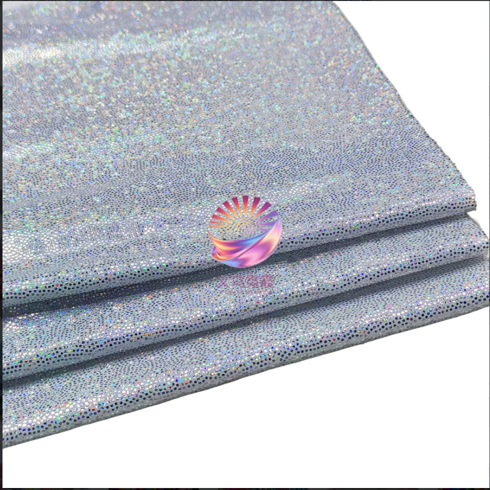 七彩镭射指纹烫金面料涤纶针织布料弹力演出服衣服玩具羽绒服详情13