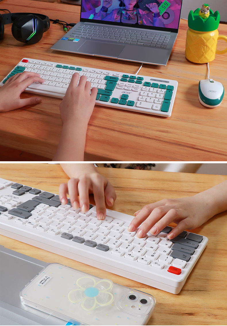 源头批发有线键盘机械手感静音办公电脑笔记本通用薄膜108键详情18