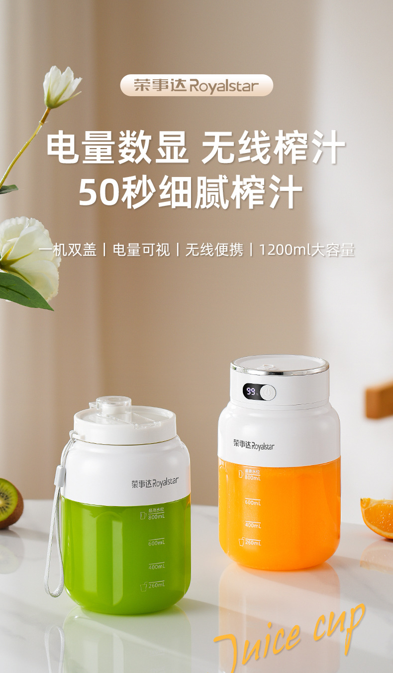 荣事达榨汁机小型便携式榨汁杯家用电动果汁杯新款大容量吨吨杯详情1