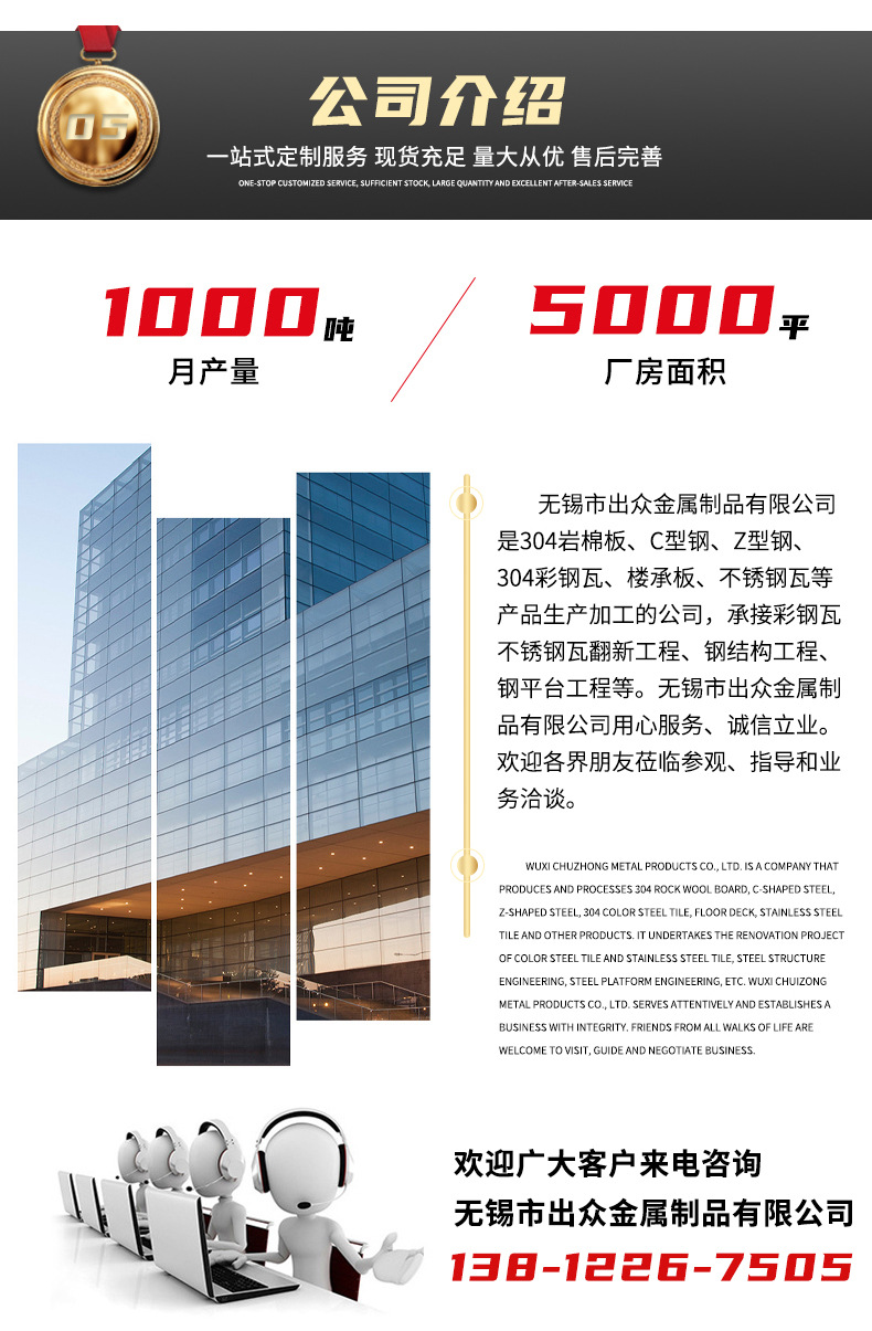 厂家批发开口型高强度镀锌楼承板波浪瓦屋顶瓦耐腐支持定制彩钢瓦详情12