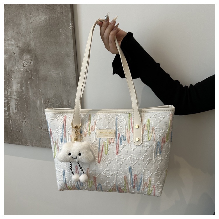 学生上课布袋包包女2024新款单肩腋下包条纹大容量通勤休闲托特包详情33