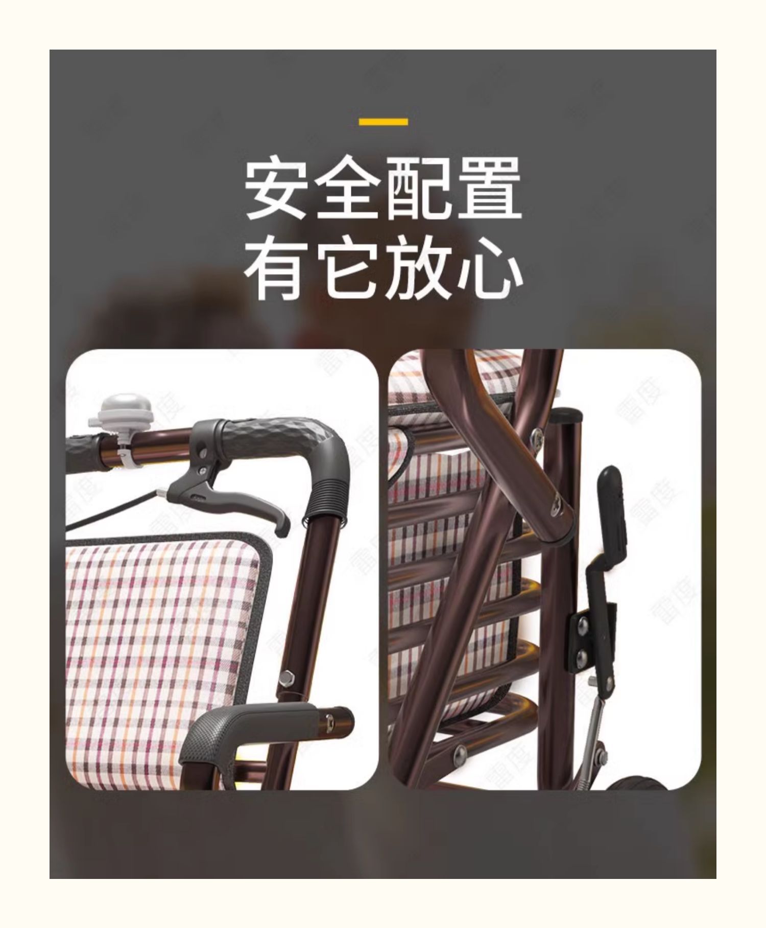 老人代步车可推可坐便携购物车老年能推四轮助步买菜可折叠小拉车详情10