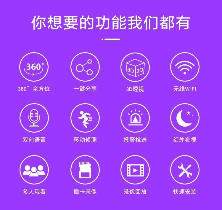 全景摄像头鱼眼监控360度无死角无线WiFi家用室内手机超广角高清详情3