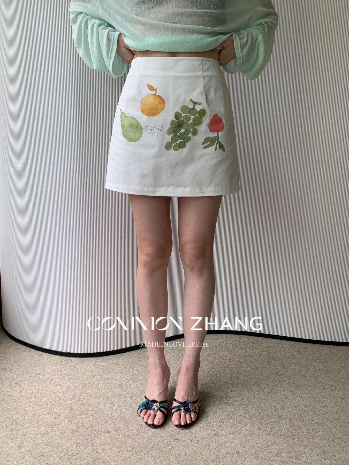 CZ ZHANG Summer Vacation Playful and youthful fruit-printed short skirt, low-waisted and versatile A-line skirt B22578 pic 7