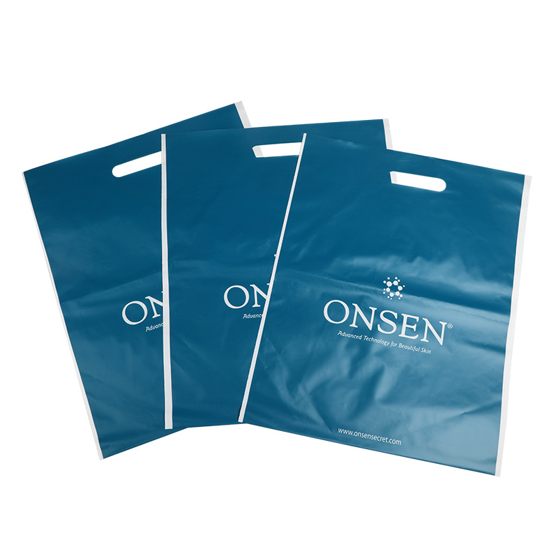 Thickened hand-held plastic bags, flat-mouthed gift packaging bags, printed logo four-finger clothing shopping bags, plastic packaging bags pic 3