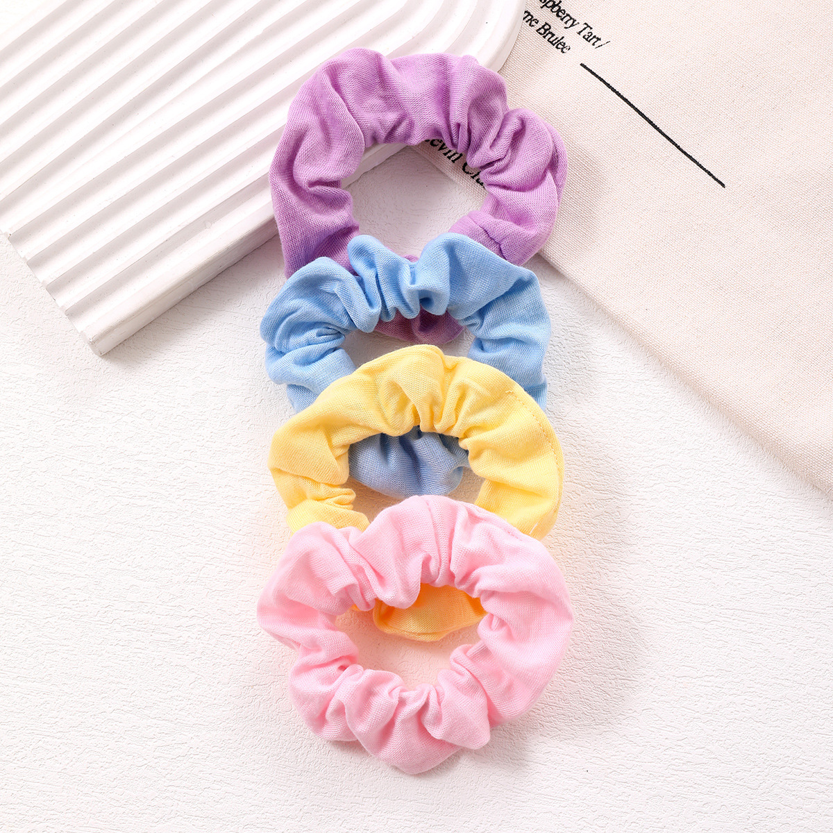 新款简约纯色涤纶布大肠圈发圈女士盘发丸子头手工布圈头饰品批发详情12