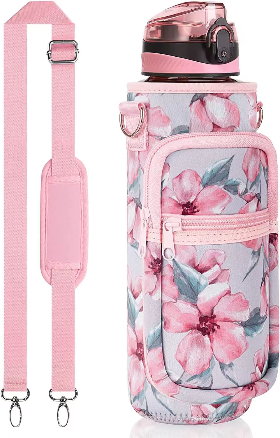 Wholesale SBR diving material outdoor sports water bottle cup covers, hand-held shoulder strap portable thermos flask protective covers from the manufacturer pic 21