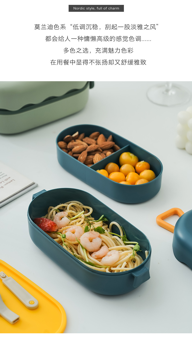塑料微波炉密封餐盒食品级双层便当盒上班族减脂餐中秋礼品饭盒详情7