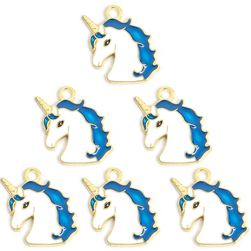 时尚卡通独角兽滴油合金挂件DIY饰品配件手链项链耳环钥匙扣吊坠详情16