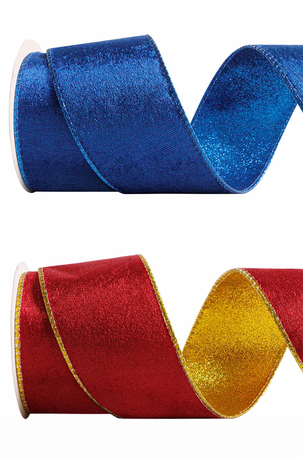 思蜜丝天鹅绒丝带圣诞节圣诞树花环装饰撒粉金色闪光拷金丝边织带详情4