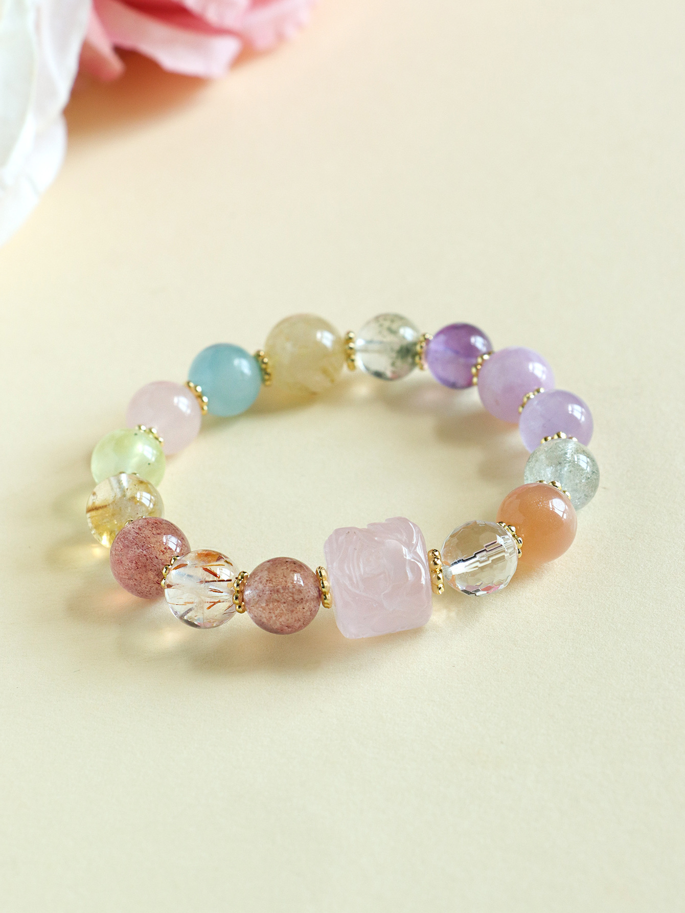 九尾狐方糖多宝紫水晶串珠手链女时尚高级感海蓝宝手串首饰批发详情38