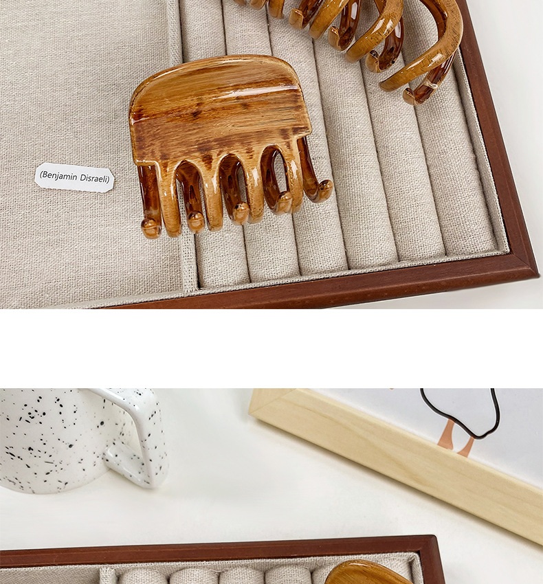 French-style laid-back style, with a large amount of shark-shaped hair clips and wood grain, capable of grasping the back of the head, long and curly hair, and hair accessories pic 8