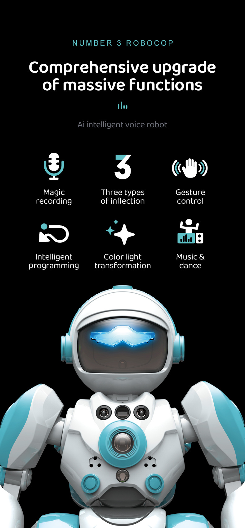 New AI intelligent voice robot, gesture-sensing remote control electric toy, sound and light dancing programmable robot pic 2