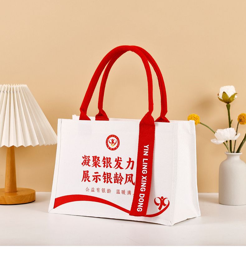 Customized three-dimensional canvas bags, LOGO advertisements, training ribbon tote bags, large-capacity cotton bags for schools and institutions pic 17
