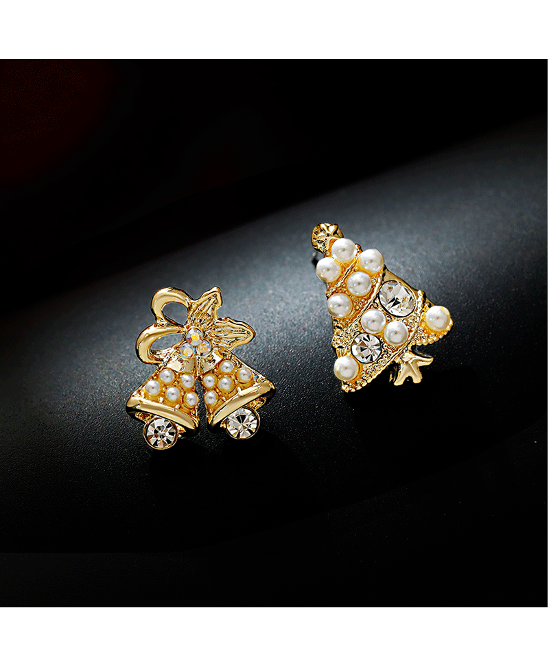 Hyacinth925 Silver Needle Christmas Earrings, light luxury commuter Christmas tree bell earrings, autumn and winter style, light luxury and high-end stud earrings pic 4