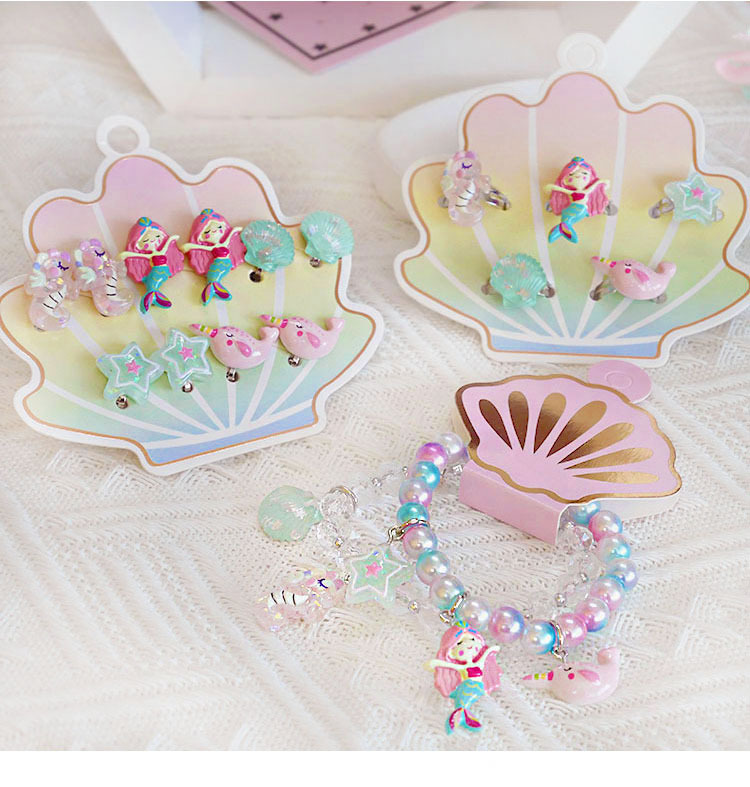 欧美外贸新款儿童首饰卡通火烈鸟冰淇淋星星蝴蝶结手链戒指耳夹详情4