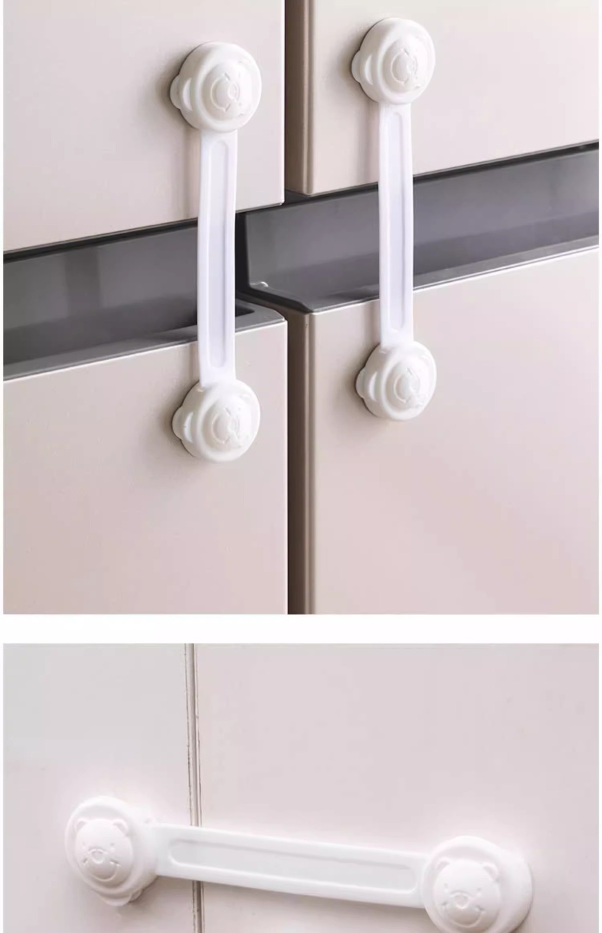 婴儿童安全锁抽屉锁柜门防开推拉门锁扣防夹手宝宝防冰箱卡扣柜扣详情16