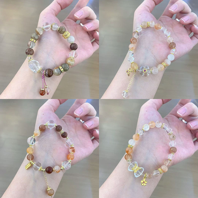 天然水晶手串原创设计款天然白水晶女生礼物黄水晶金发晶详情1