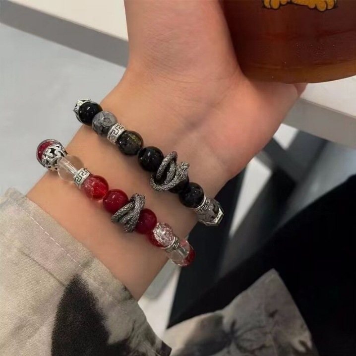 原创情侣款古风手作盘龙琉璃串珠手串男款手链女生新中式手腕饰品详情5