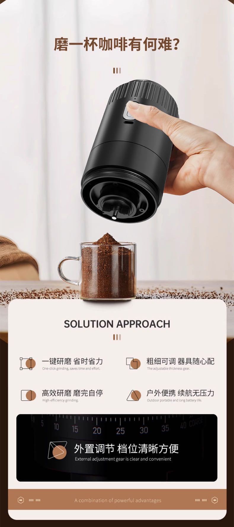 Cross-border hand-ground coffee machine, small household electric grinder, portable coffee bean grinder, electric coffee machine pic 9