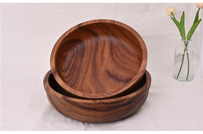 整木圆形复古风相思木碗木头日式沙拉碗实木装汤碗量大从优详情21