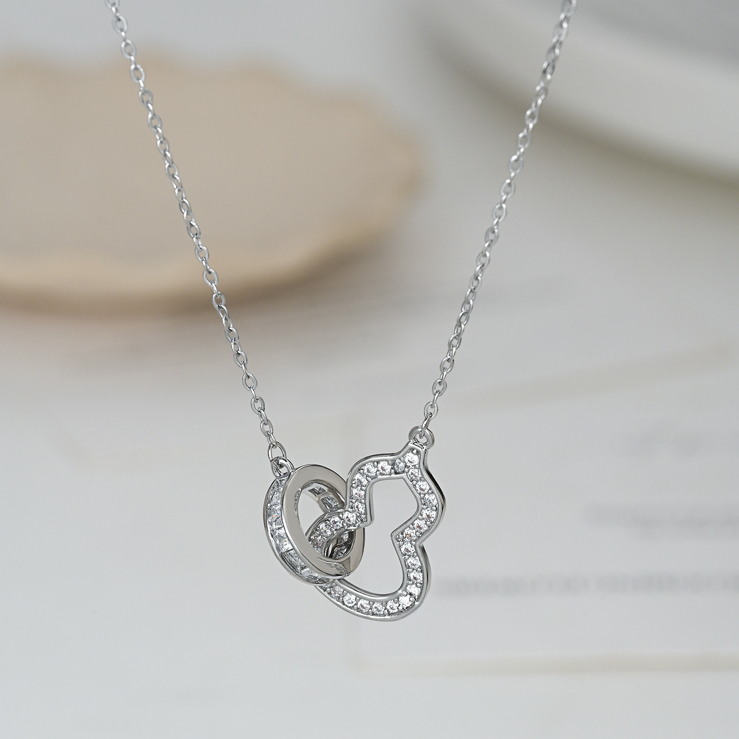 真金电镀微镶锆气质锁骨链女小众设计感新中式风葫芦项链精致颈链详情9