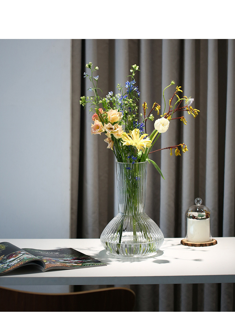 Cross-border TEMU best-selling transparent living room dining table vase, ins home soft furnishing exposed material hydroponic glass flower vase pic 4