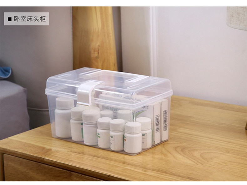 塑料收纳箱桌面透明收纳盒带手提零食收纳盒车载储物箱玩具整理箱详情9