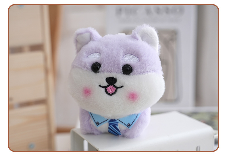 Cute blue tie Shiba Inu plush toy, cartoon tie, Shiba Inu dog figurine, keychain, baby pendant pic 9