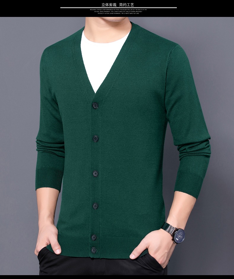 跨境外贸2024秋季新款针织开衫男薄款长袖纯色针织衫男士毛衣批发详情28