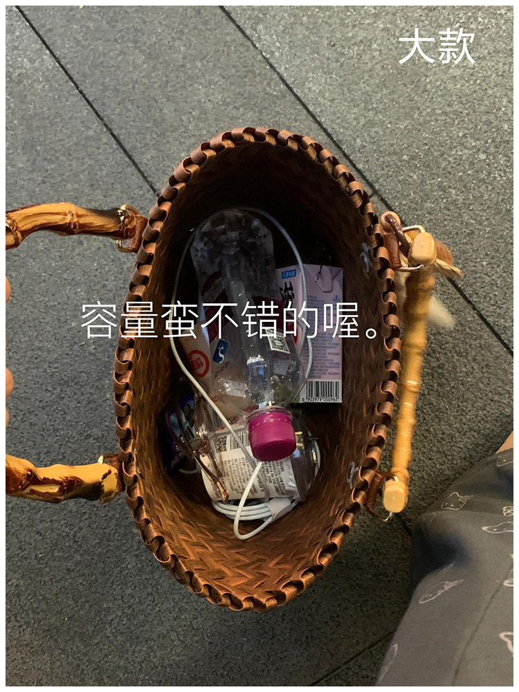 包包女2024新款藤编手提包竹节草编包纯手工竹编托特包复古沙滩包详情13