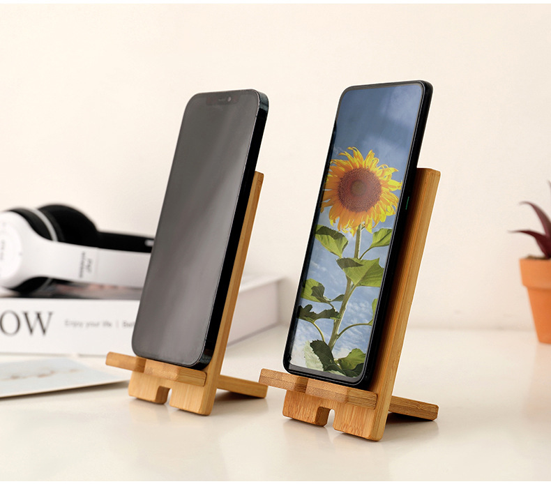 Bamboo mobile phone stand, bamboo base, mobile phone charging stand, multi-functional stand for mobile phone and tablet, printed LOGO pic 11