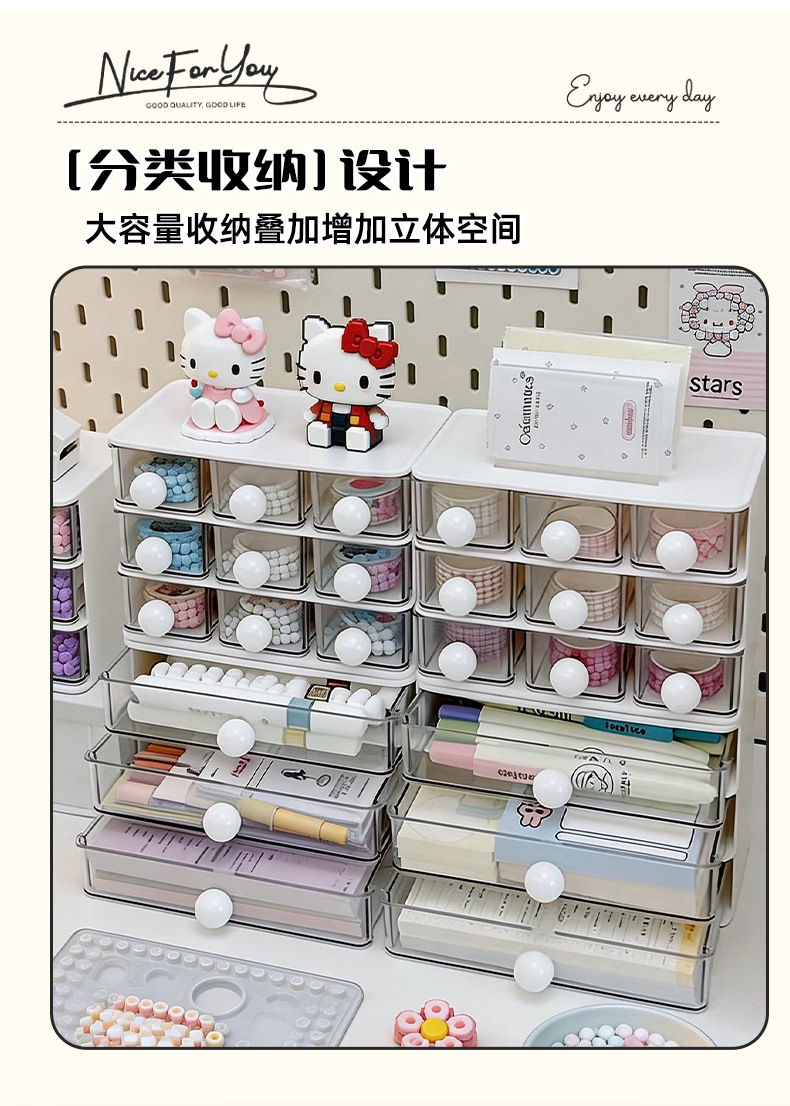 New type of storage box, drawer-style desktop storage box, office, student dormitory stationery, planner, and transparent storage box pic 4